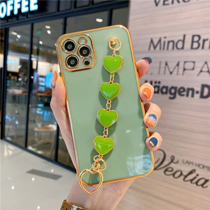 seraCase Luxury Heart Wrist Bracelet iPhone Case for iPhone 13 Pro Max / Light Green
